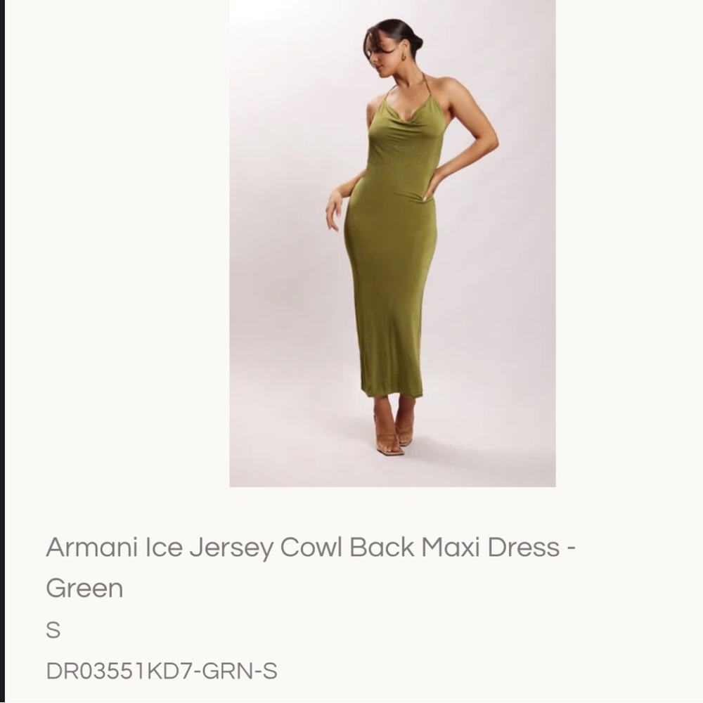 MESHKI| Armani Ice Jersey Cowl Back Maxi Dress - Green